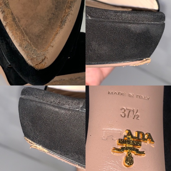 Prada Black Suede Leather Open Toe Calzature Donna Camoscio Basic Platforms 37.5 - Picture 7 of 10
